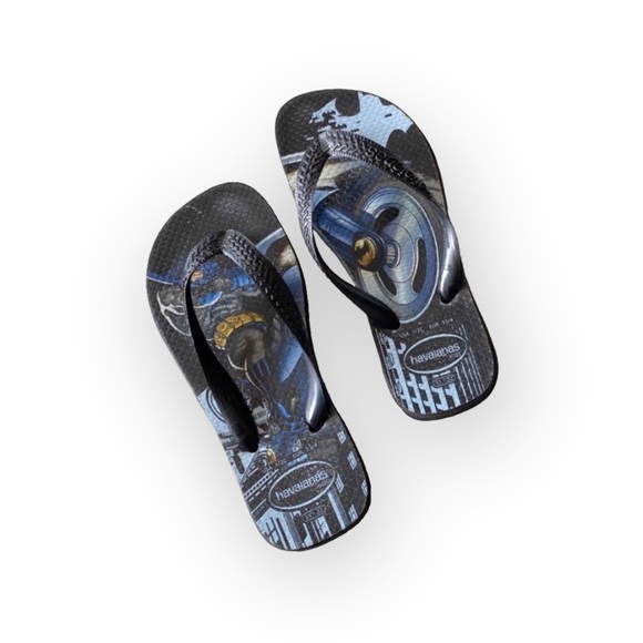 Havaianas ☻ Batman Print Flip Flops ☻ Brazilian Beach Sandals ☻ Black Size 1 2 - Picture 2 of 16